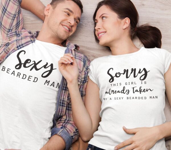 Bearded Man & Taken Girl Humorous Matching Outfits - Ideal Couple Gift Set for Valentine's Day