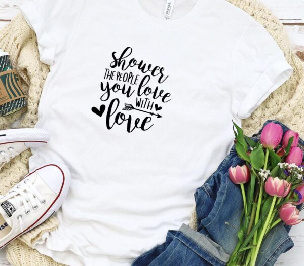 Cute Valentine Matching Outfits with 'Shower the People You Love with Love' - Set for Couples - Image 5