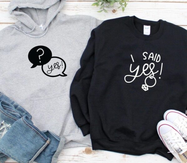 Engagement Announcement Matching Outfits Set: Yes, I Said Yes - Perfect Wedding Gift for FiancÃ©/Bride, Ideal for Honeymoon - Image 2