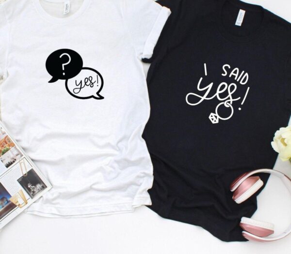 Engagement Announcement Matching Outfits Set: Yes, I Said Yes - Perfect Wedding Gift for FiancÃ©/Bride, Ideal for Honeymoon - Image 4