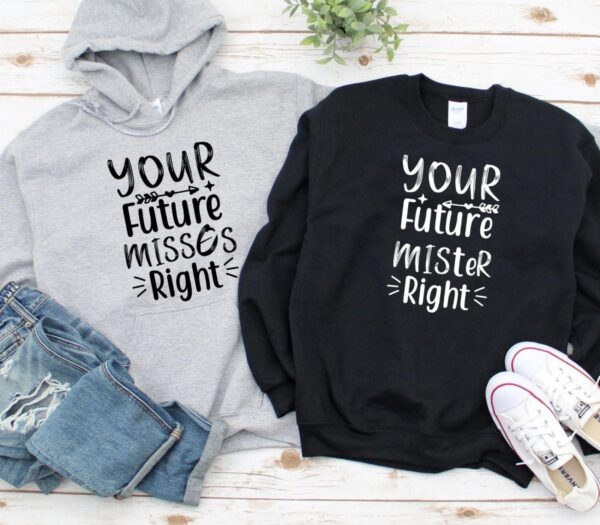 Future Mister and Miss Right Adorable Matching Outfits Set - Honeymoon, Marriage, Cute Couple Gift - Image 2