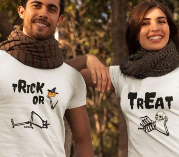 Halloween Trick or Treat Skeleton Matching Outfits - Perfect Couple's Costume Set