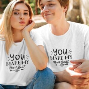 Heartwarming Smiling Heart Couples' Matching Outfits Set - Ideal Valentine's Gift for Lovebirds