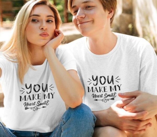 Heartwarming Smiling Heart Couples' Matching Outfits Set - Ideal Valentine's Gift for Lovebirds