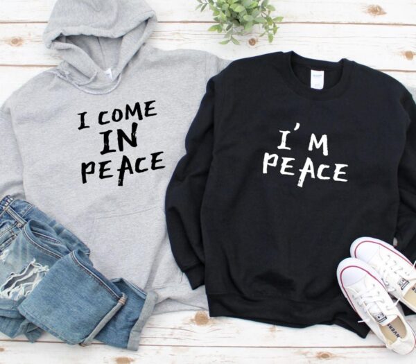 I Come in Peace & I'm Peace Humorous Matching Outfits Set for Couples - Image 2