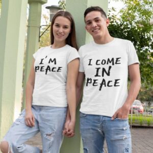 I Come in Peace & I'm Peace Humorous Matching Outfits Set for Couples