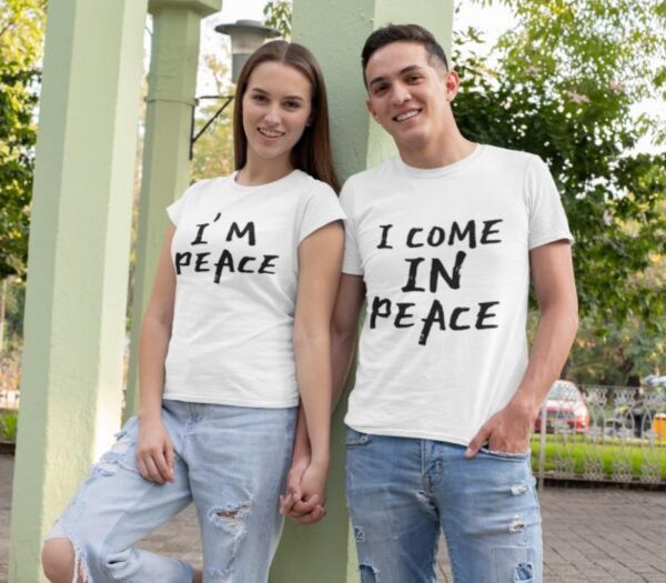 I Come in Peace & I'm Peace Humorous Matching Outfits Set for Couples