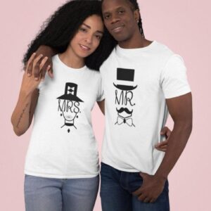 Just Married Mr. & Mrs. Matching Outfits - Cute Vintage Set for Couples & Honeymoon Gifts