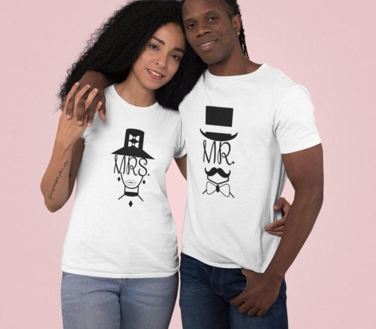 Just Married Mr. & Mrs. Matching Outfits - Cute Vintage Set for Couples & Honeymoon Gifts