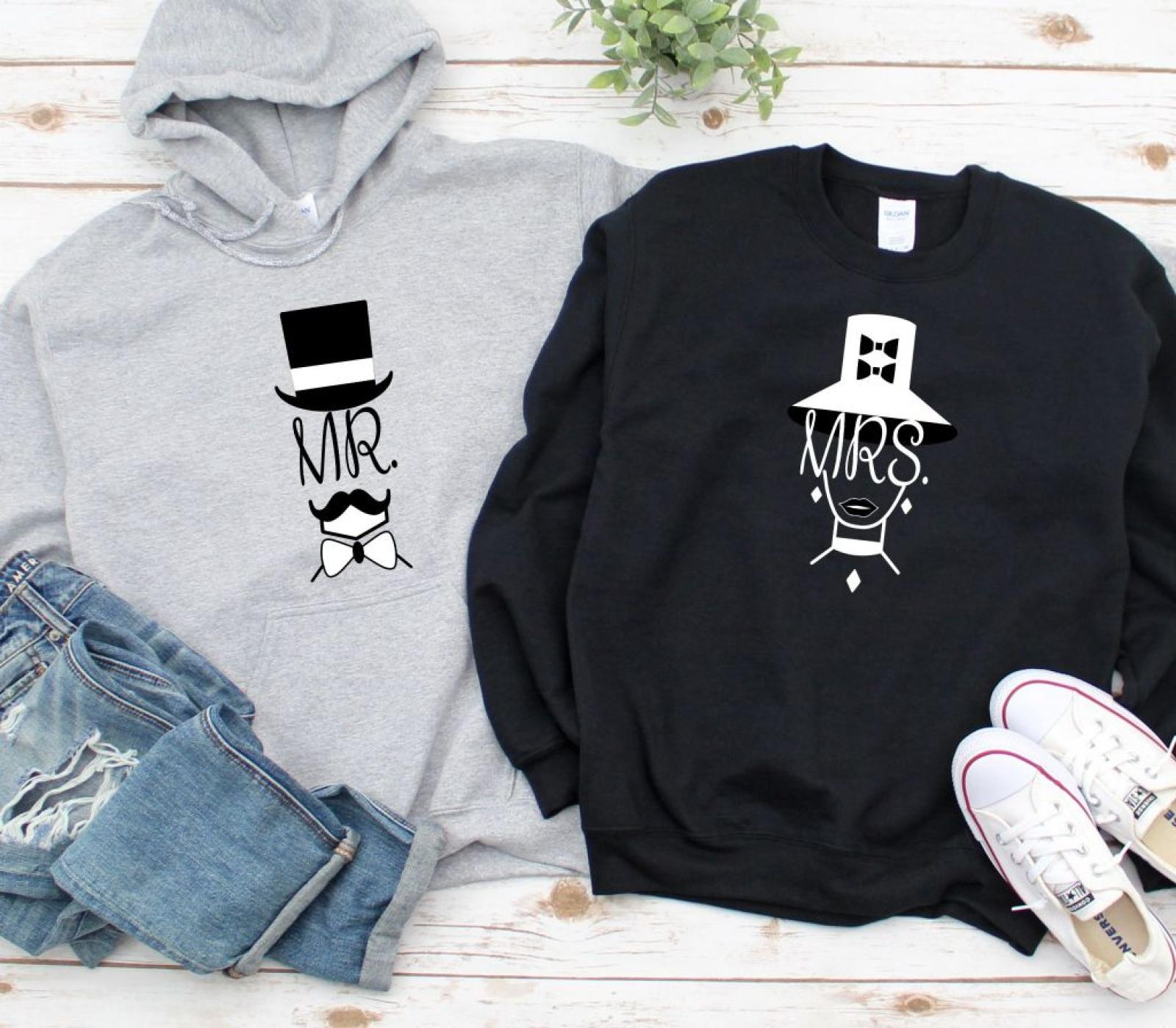 Just Married Mr. & Mrs. Matching Outfits - Cute Vintage Set for Couples & Honeymoon Gifts - Image 2