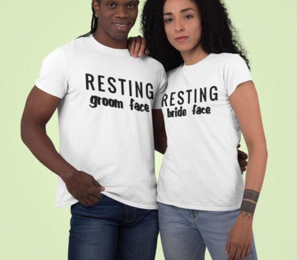 Matching Outfits Set: Resting Bride/Groom Face, Ideal Honeymoon Gift, Cute Marriage Celebratory Wear