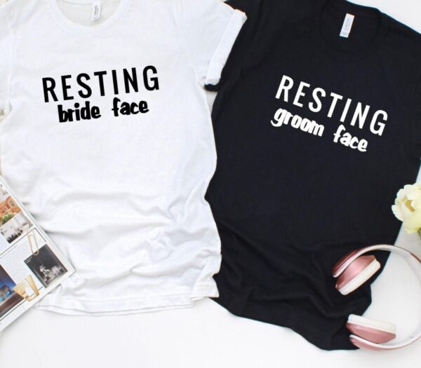 Matching Outfits Set: Resting Bride/Groom Face, Ideal Honeymoon Gift, Cute Marriage Celebratory Wear - Image 4
