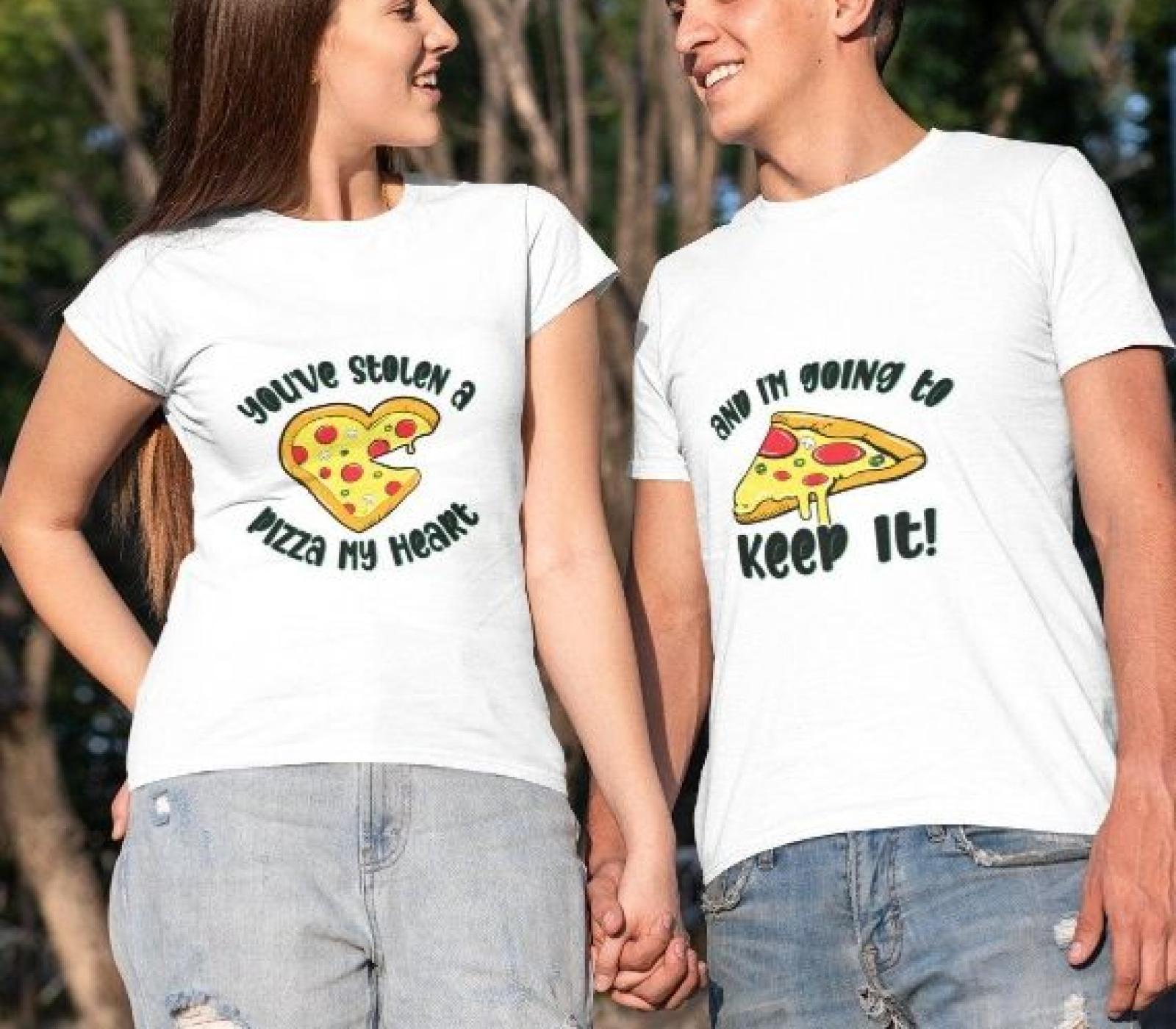 Matching Outfits for Foodie Lovers: 'You've Stolen a Pizza My Heart and I'm Going to Keep It' Set, Perfect for Couples & Valentine's Day Gift