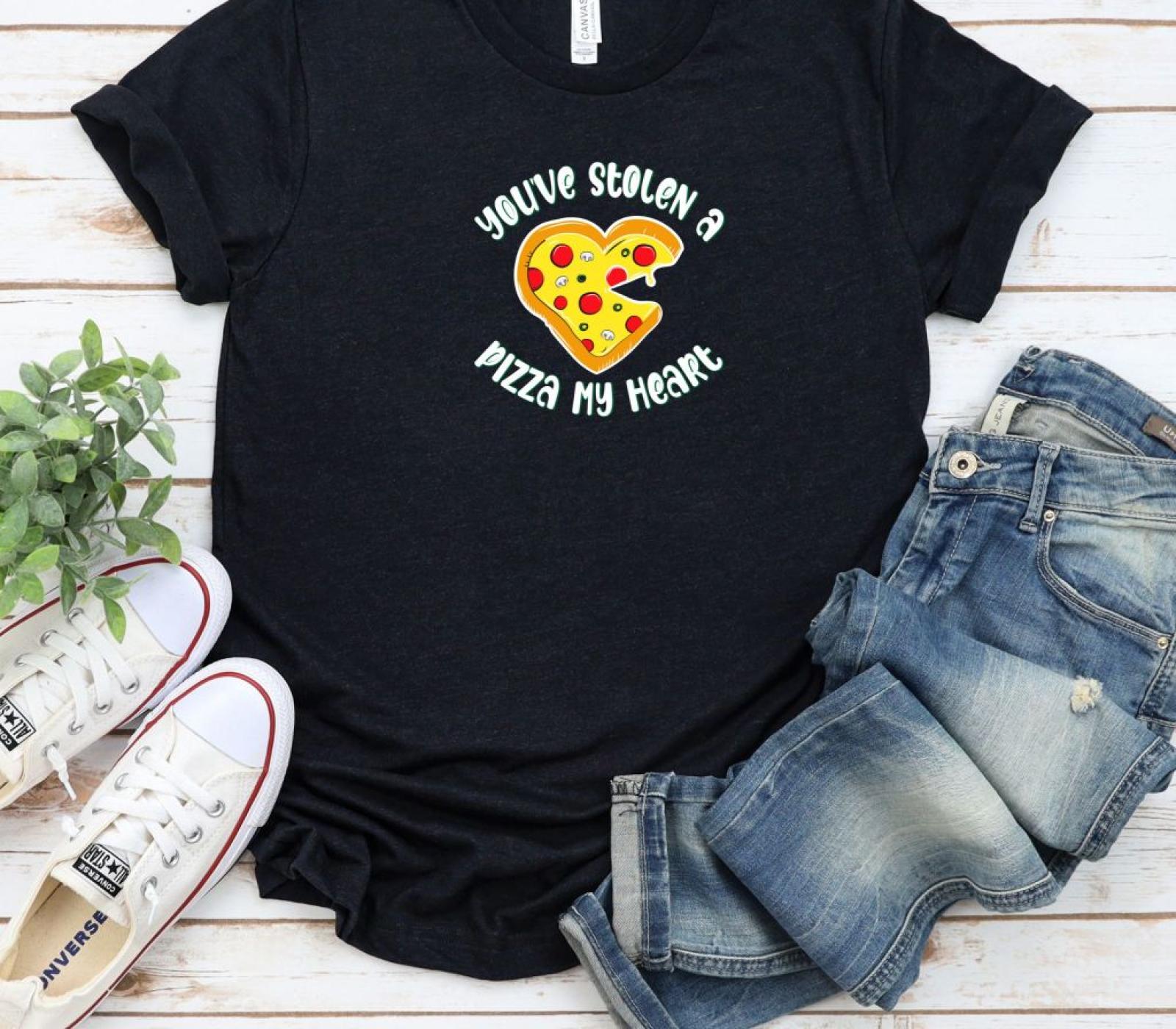 Matching Outfits for Foodie Lovers: 'You've Stolen a Pizza My Heart and I'm Going to Keep It' Set, Perfect for Couples & Valentine's Day Gift - Image 5