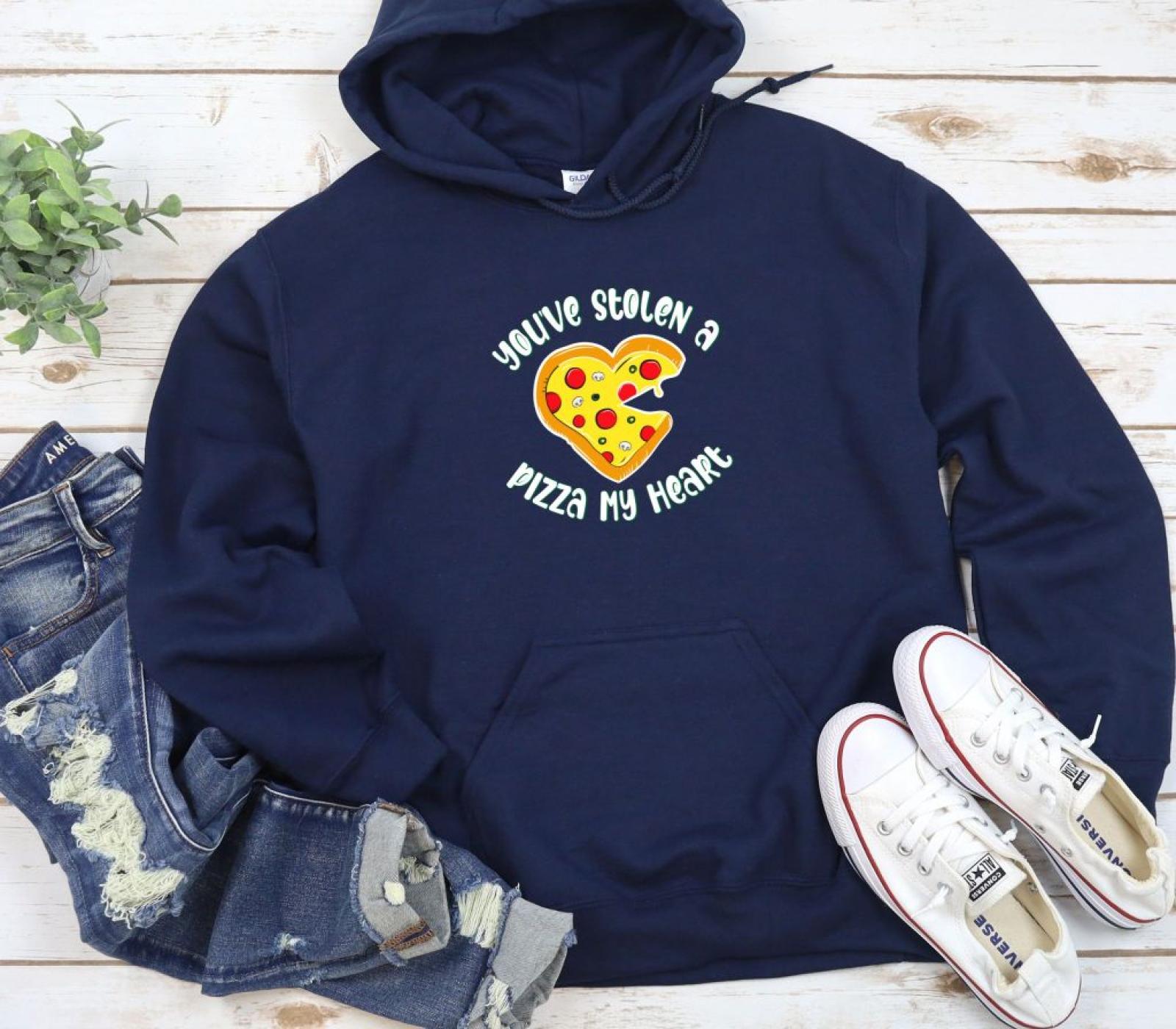 Matching Outfits for Foodie Lovers: 'You've Stolen a Pizza My Heart and I'm Going to Keep It' Set, Perfect for Couples & Valentine's Day Gift - Image 3