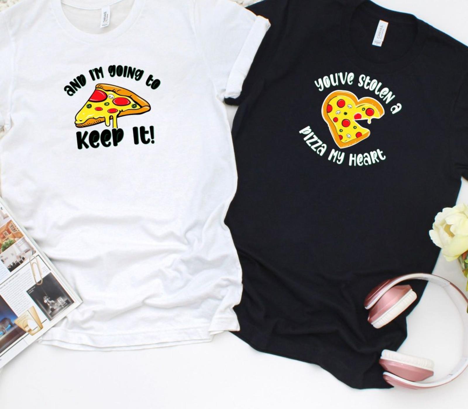 Matching Outfits for Foodie Lovers: 'You've Stolen a Pizza My Heart and I'm Going to Keep It' Set, Perfect for Couples & Valentine's Day Gift - Image 4