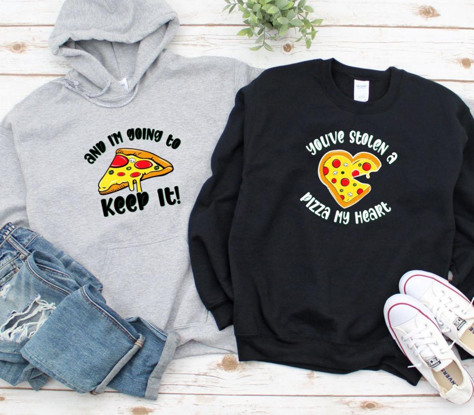 Matching Outfits for Foodie Lovers: 'You've Stolen a Pizza My Heart and I'm Going to Keep It' Set, Perfect for Couples & Valentine's Day Gift - Image 2