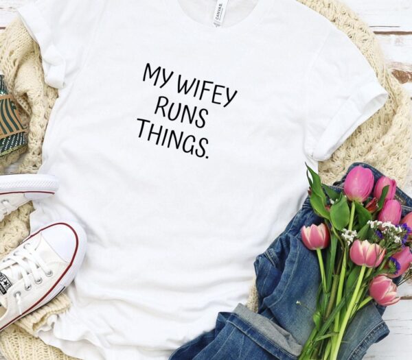 My Wifey / Hubby runs things Matching Set: Perfect for Honeymoon, Newlywed Gift, Cute Married Outfit Set - Image 5
