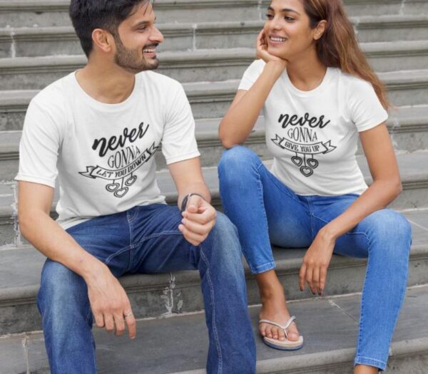 Never Gonna Give You Up & Let You Down Matching Set, Valentine Gift for Couples