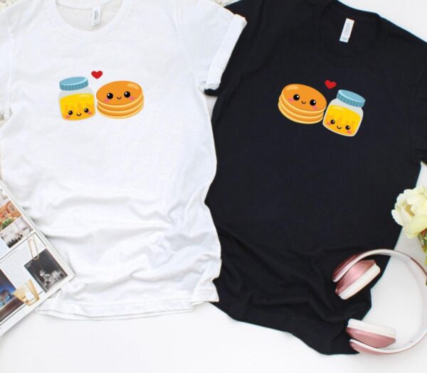 Pancake and Honey Matching Outfits, Foodie Lovers Gift, Couples Valentine Set, Best Duo Foodie Attire, Cute Outfit Set - Image 4
