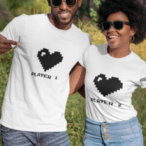Player 1 / 2 Full Heart Model Matching Outfits for Gaming Lovers, Perfect Valentine's Gift for Couples