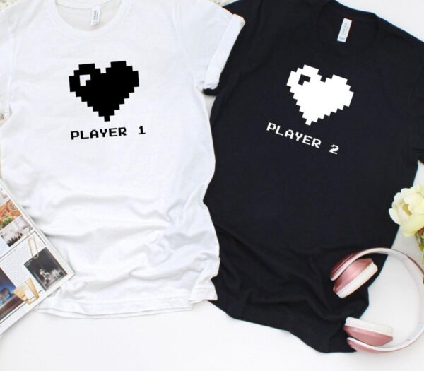 Player 1 / 2 Full Heart Model Matching Outfits for Gaming Lovers, Perfect Valentine's Gift for Couples - Image 4