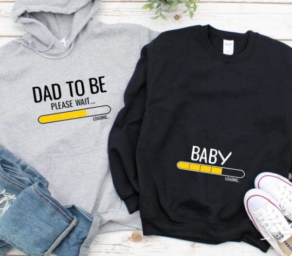 Pregnancy Announcement Matching Set: Baby Loading, Dad To Be Outfits, Baby Shower Attire, Expecting Apparel - Image 2