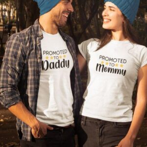 Promote to Daddy/Mommy Matching Set, Perfect Couples Gift, Pregnancy Announcement Outfit
