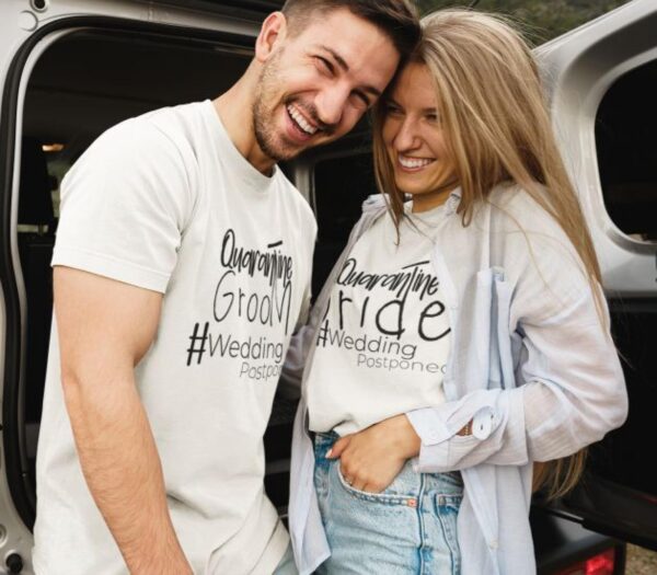 Quarantined Wedding Couple Matching Outfits: Postponed Nuptials Keepsake Set