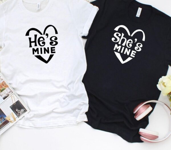 She's/He's Mine - Valentine's Gift for Couples Matching Set, Boyfriend & Girlfriend Outfits - Image 4