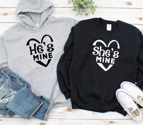 She's/He's Mine - Valentine's Gift for Couples Matching Set, Boyfriend & Girlfriend Outfits - Image 2