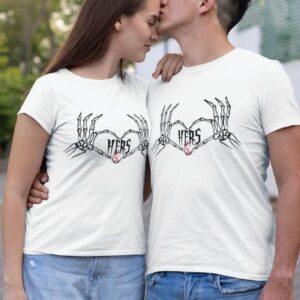 Skeleton Heart Hands Halloween Duo Matching Outfits Set for Couples