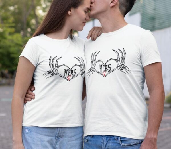 Skeleton Heart Hands Halloween Duo Matching Outfits Set for Couples