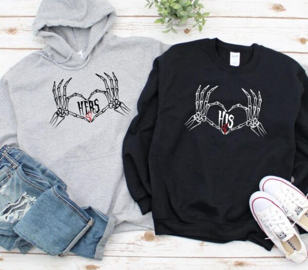 Skeleton Heart Hands Halloween Duo Matching Outfits Set for Couples - Image 2