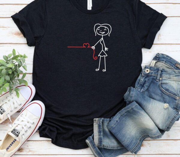 Stick Boy & Girl Heart Line Matching Outfits: Perfect Couple's Gift for Valentine's Day - Image 5