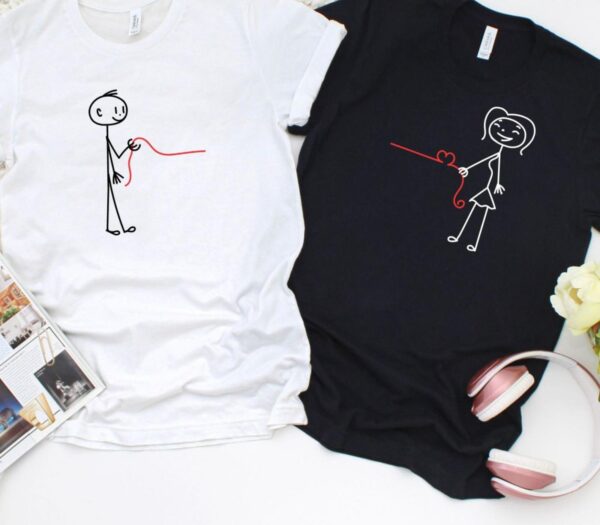Stick Boy & Girl Heart Line Matching Outfits: Perfect Couple's Gift for Valentine's Day - Image 4