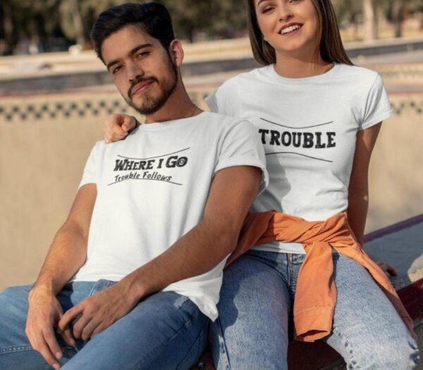 Trouble Twins: Hilarious Matching Outfits Set for Couples, Perfect Gift Idea