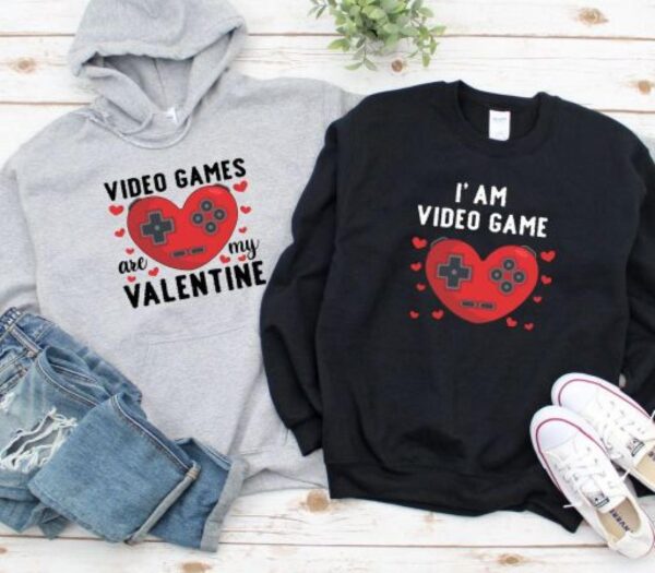 Valentine Video Game Lovers Matching Set - Couples Gaming Geek Gift Outfits - Image 2