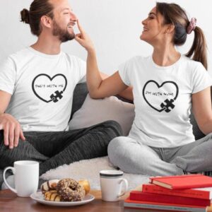 Valentine's Day Matching Outfits Set - Cute 'She's With Me & I'm With Him' for Couples