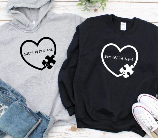 Valentine's Day Matching Outfits Set - Cute 'She's With Me & I'm With Him' for Couples - Image 2