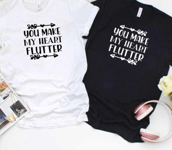 You Make My Heart Flutter - Couples' Matching Outfits Set, Perfect Valentine Gift - Image 5