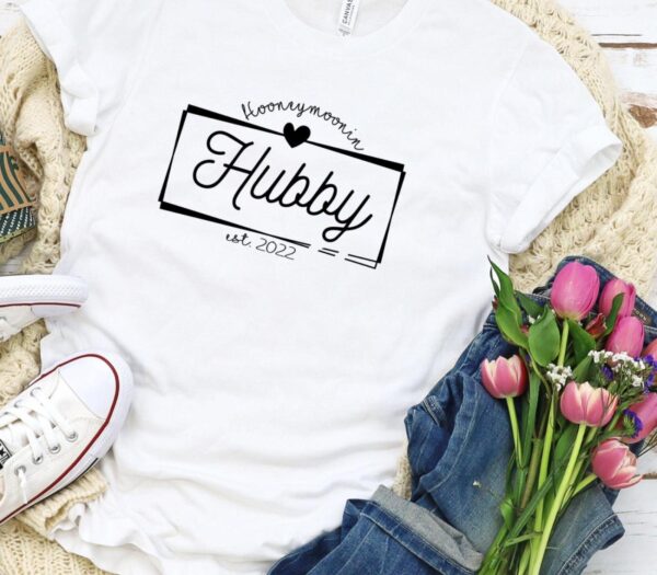 Charming Honeymoon Hubby & Wifey Custom Date Matching Outfits | Just Married & Engaged Duo Sets - Image 5