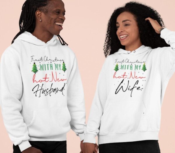 First Christmas With  My Hot New Husband/Wife - Newlywed Christmas Matching Set