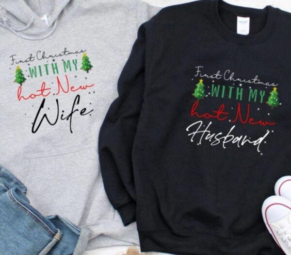 First Christmas With  My Hot New Husband/Wife - Newlywed Christmas Matching Set - Image 2
