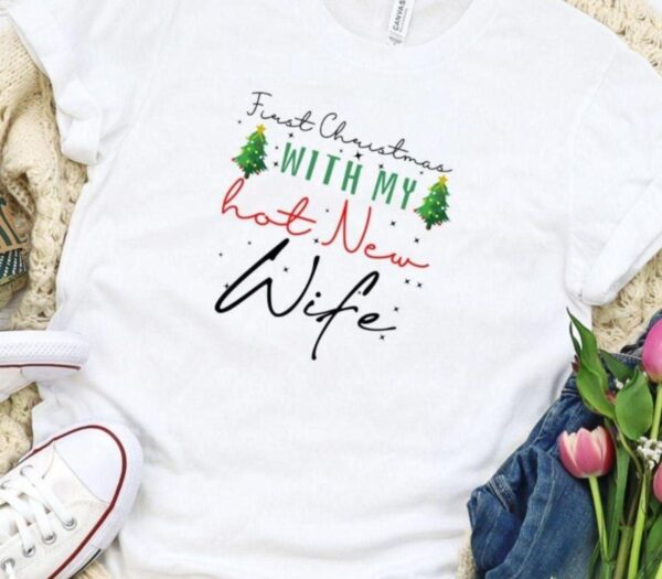 First Christmas With  My Hot New Husband/Wife - Newlywed Christmas Matching Set - Image 5