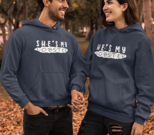 Friends Themed Couple Matching Outfits - He's My Lobster/She's My Lobster - Perfect Honeymoon, Wedding, Valentine's Gift