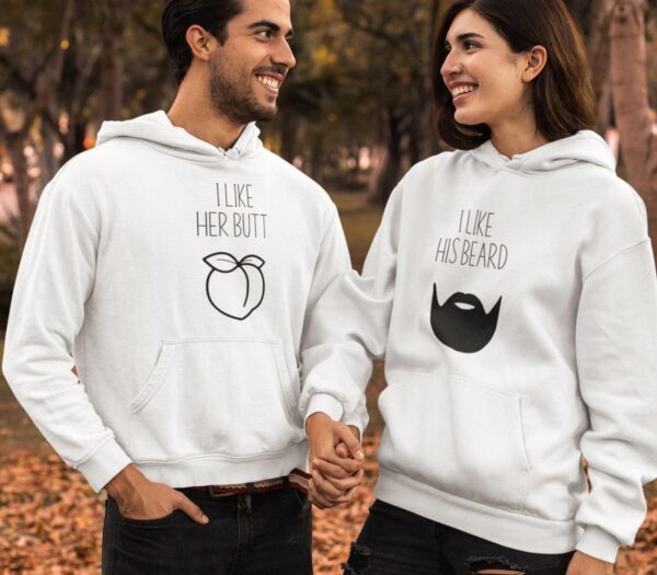 Funny Couples' Matching Outfits: "I Like Her Butt" & "I Like His Beard" Set!