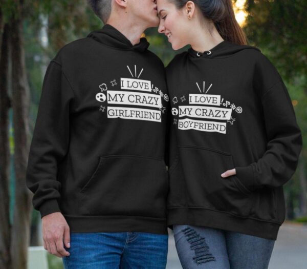 Funny I Love My Crazy Boyfriend/Girlfriend Matching Set for Couples - Apparel