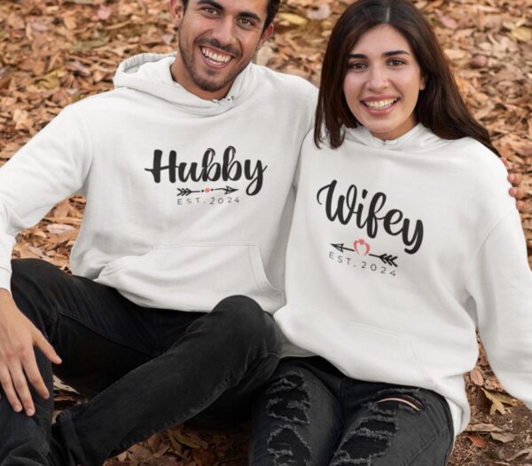 Hubby Wifey Customized Est Date Cozy Matching Outfits - Perfect for Couples - Image 5