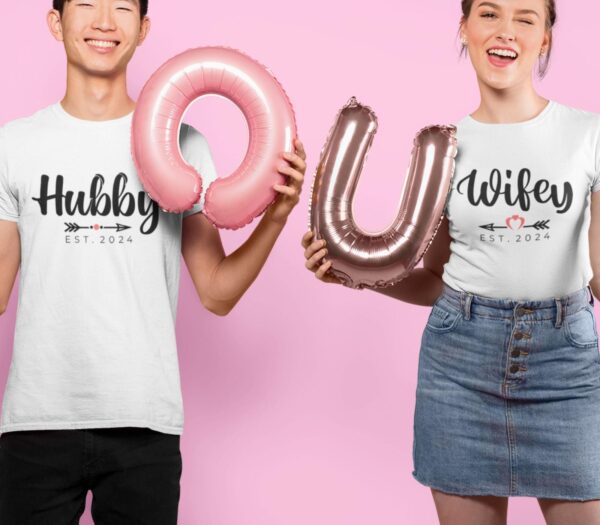 Hubby Wifey Customized Est Date Cozy Matching Outfits - Perfect for Couples - Image 3
